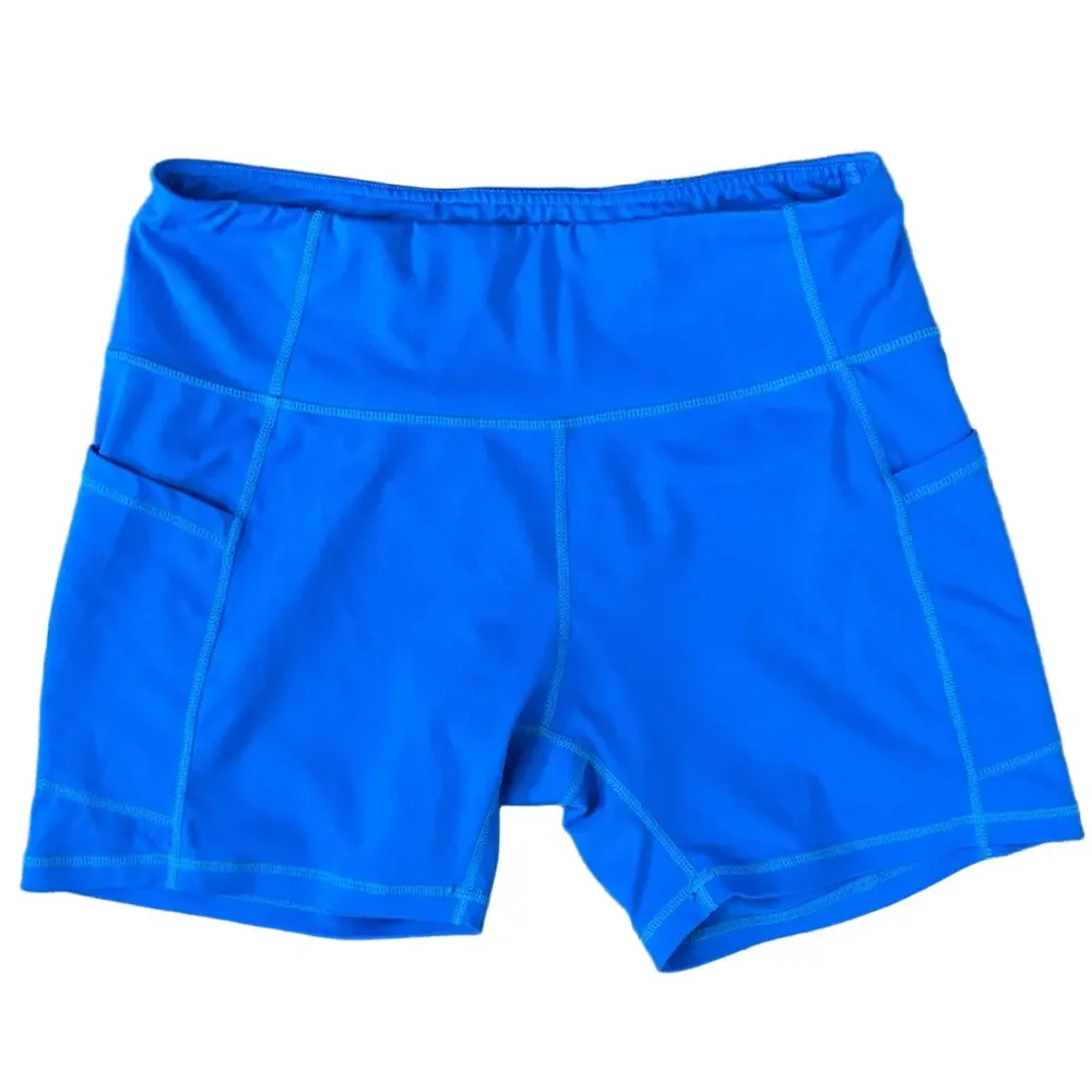 Baleaf Blue Biker Shorts Size Large Athletic With Pockets